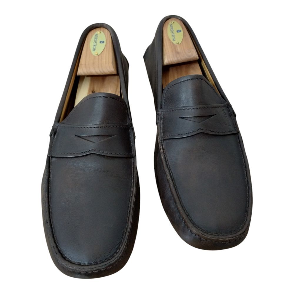 PRADA Men's Leather Slip On Driving Moccasins Loafer Size 7.5 Brown 2DD 001